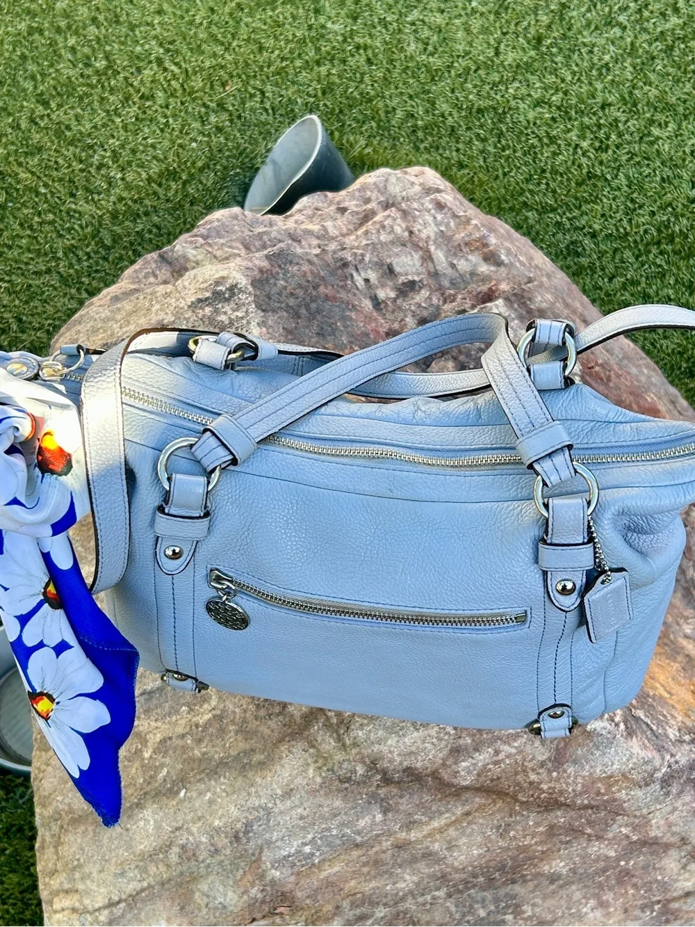 Coach Alexandra Convertible Shoulder Hobo Satchel Bag Large Periwinkle